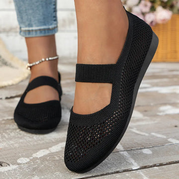 Xajzpa Women Flats Shoes Slip on Foldable Loafers for Women Square Toe Single Shoes Hollow Out Fashion Mom Casual Shoes for Ladies